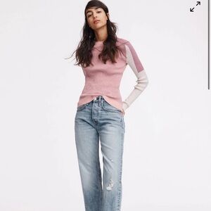Rag and bone Tia Cotton Crew
Fitted Lightweight Sweater, pink and white size m